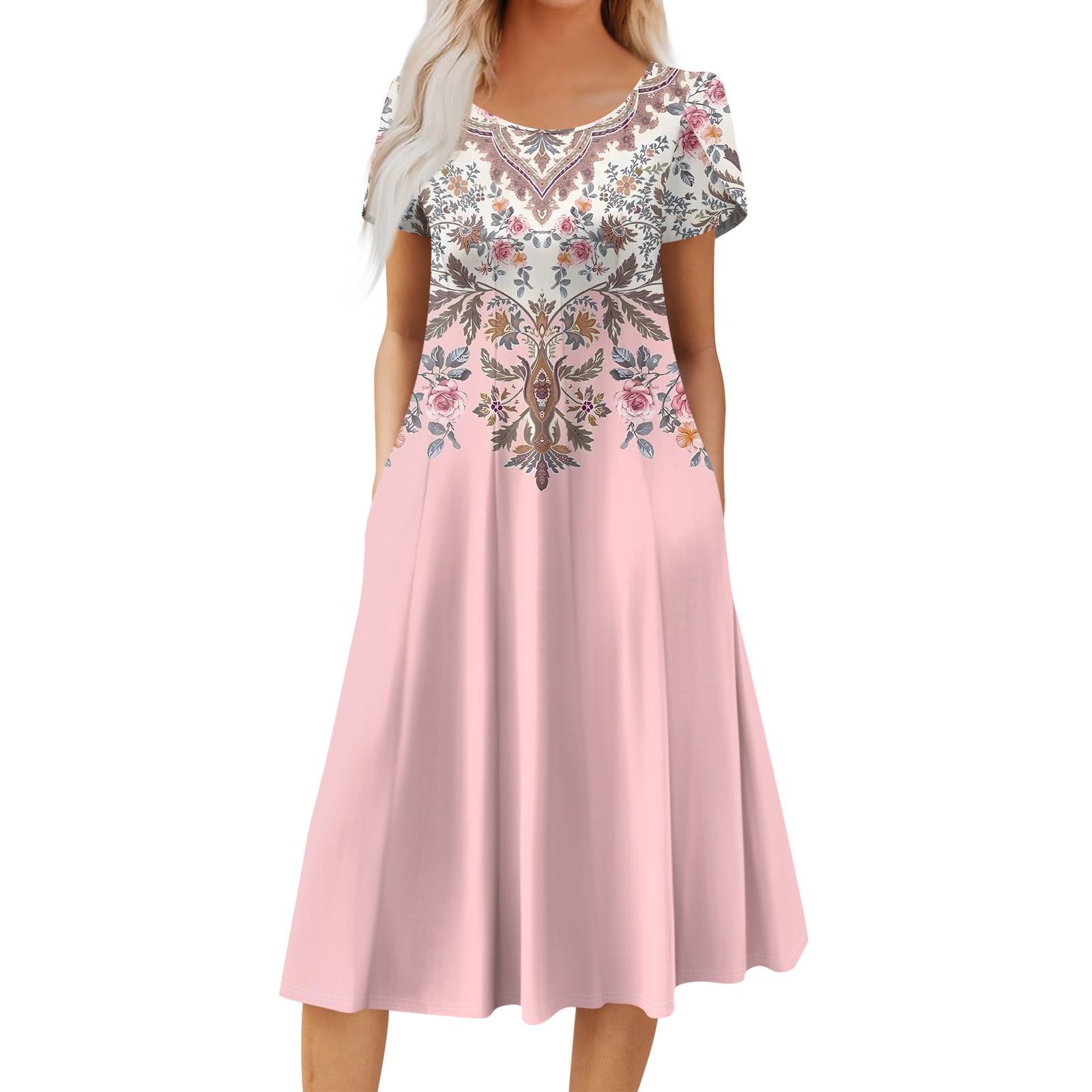 

Женское повседневное модное платье миди с круглым вырезом и коротким рукавом, модное свадебное платье для гостей L