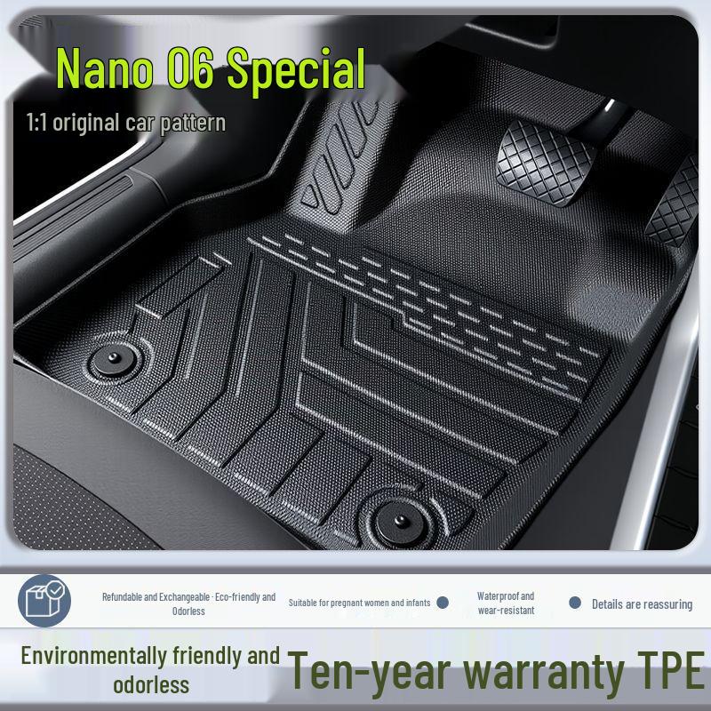 Nano 06 Floor Mats: TPE Surround for 25 Models - Includes Driver's Seat, Carpet Floor Mat, Foot Pad, and Trunk Mat.