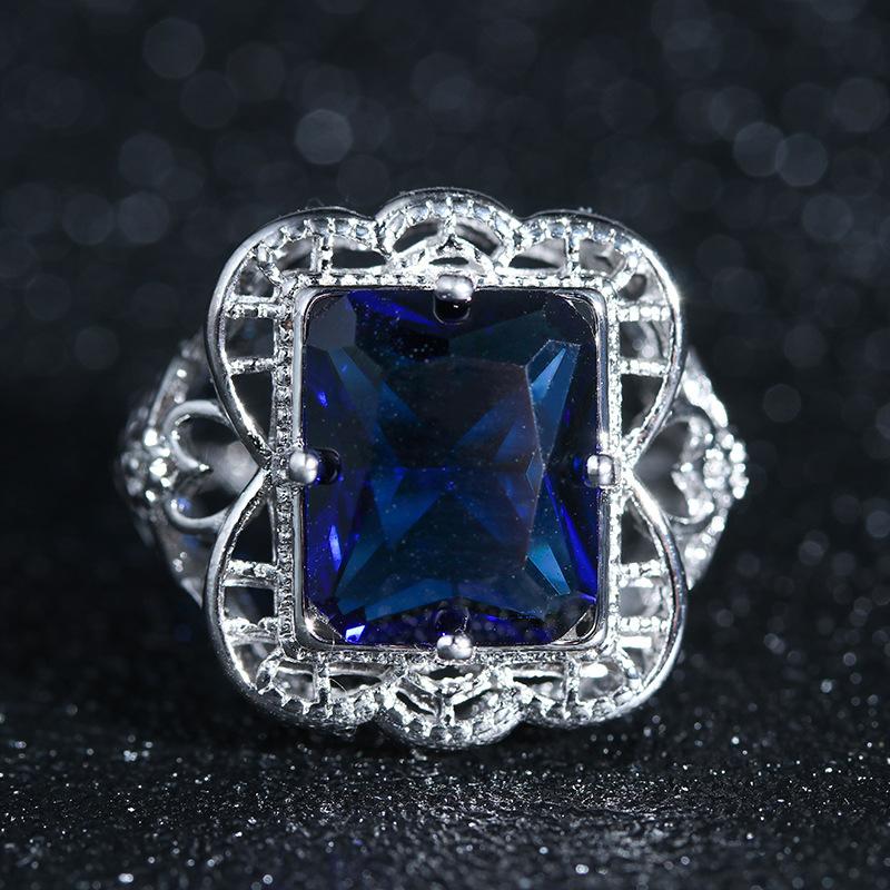 Classic Jewelry, Sapphire Court Hollow Pattern Ring, Platform Fast Order