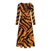 Long Sleeve Casual Midi Dress Ladies Patchwork Hem Loose Dress
