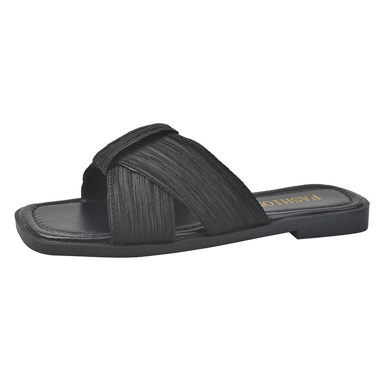 One-word Slippers for Women's New Summer Large-size Cross-strapped Breathable, Light and Cool Slippers