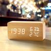 HANDUNYOU Wooden Digital Alarm Clock with Temp & Humidity