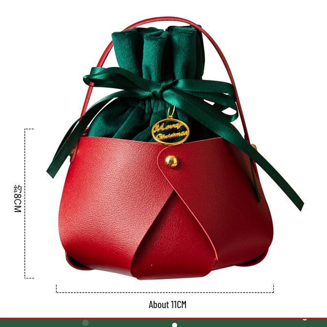 Christmas Eve Apple Gift Tote - Leather Holiday Packaging Bag