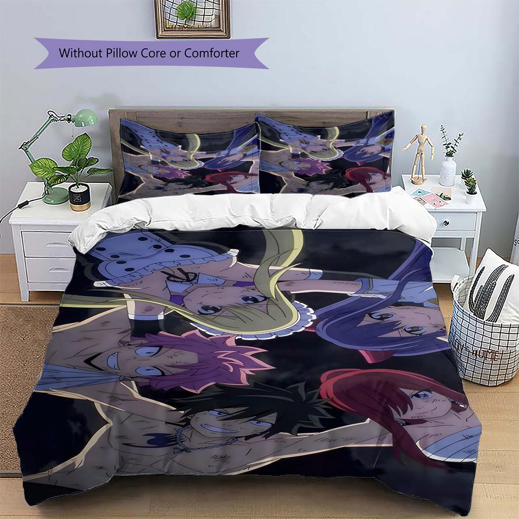 Set Copripiumino Trapuntato con Motivo Anime Federe Decorazione Casa Regalo di Compleanno (1 * copripiumino + 2 * federa, senza nucleo)