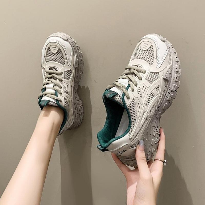

Ins Internet celebrity dad shoes women 2025 autumn and winter new mesh fashion casual shoes lightweight platform shoes 35 зелений