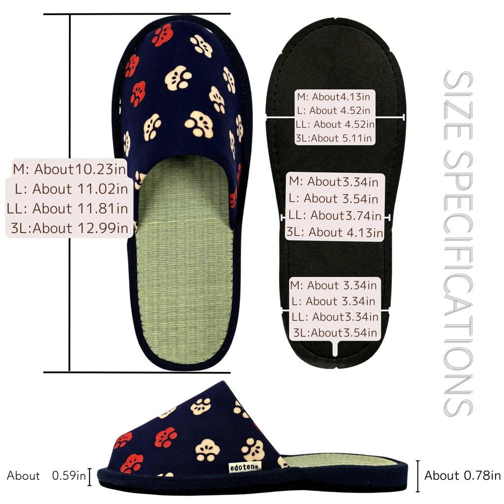 Edoten Indoor Hergestellt in Hergestellt mit Igusa Binsengewebe und Tenugui gefärbtem Vorderteil Außen Marineblau und Pflaumenmuster EVA Größe L Hausschuhe, Japan, Stoff, Öffnung,