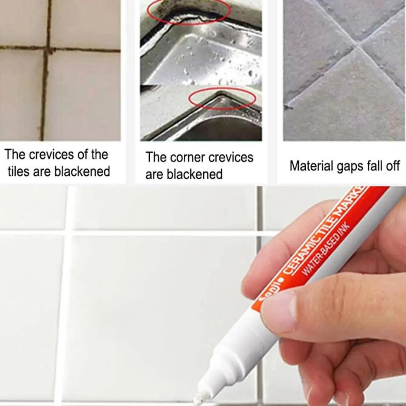 

1PC Ceramic Tile Sewing Pen Kitchen Bathroom Wall Floor Tile Special Gap Color Pen Repair Anti-Mold Waterproof Sewing Agent Pen Gold