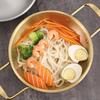 Korean Seafood Hot Pot: Stainless Steel Gold Soup Pot for Gas or Induction Stoves, Ideal for Noodles, Ramen, and Army Stew.
