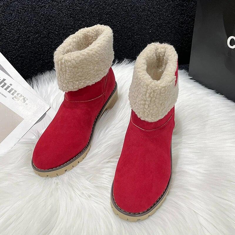 

Современные ботильоны из искусственной кожи, модная женская обувь на квадратном каблуке 2023, зимние женские ботинки с круглым носком и средним каблуком с перевернутым краем 43 красный