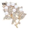 Clothing Accessories Flower Branch Brooch with Faux Pearls Rhinestones, Decorative Lapel Pin Daily Wear for Wedding Party, Dainty Jewelry Accessory