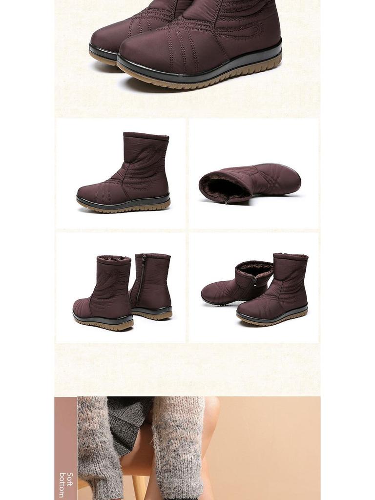 Damskie wodoodporne antypoślizgowe buty śnieżne: Plus aksamit zapewniający ciepło, idealny dla osób w średnim i starszym wieku.