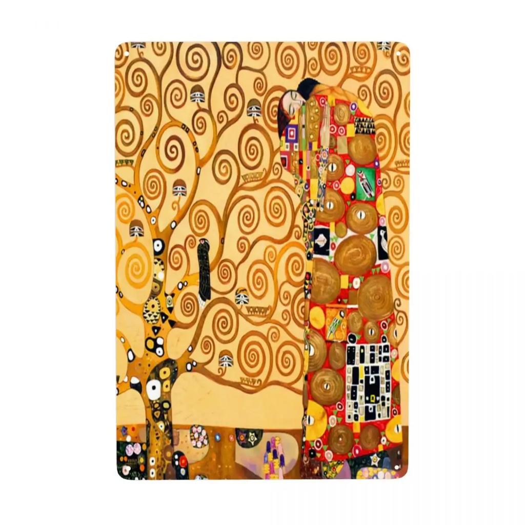 Custom Der Kuss von Gustav Klimt Metallschild Vintage Malerei Kunst Blech Dekorative Schilder Plakette Tor Garten Hof Man Cave Bar Wand