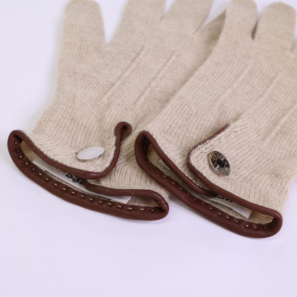 Hermes Serie Button Cashmere Gloves Glove M Natural brownUsed