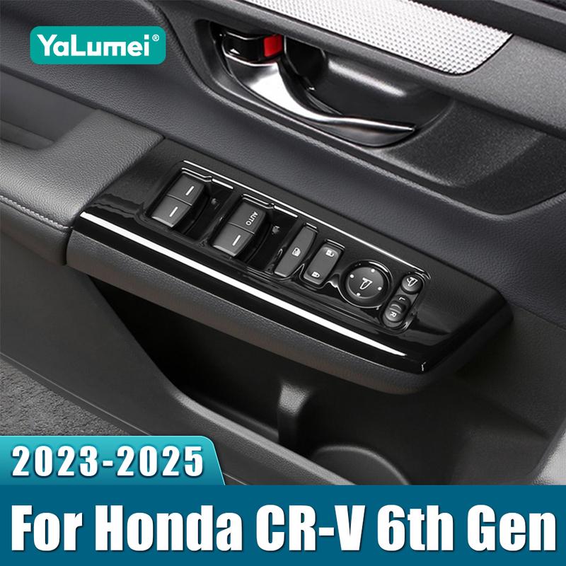 Car Accessories For Honda CR-V 6th 2024 2025 Hybrid Door Armrest Panel Window Switch Lift Buttons Cover Frame Trim Stickers
