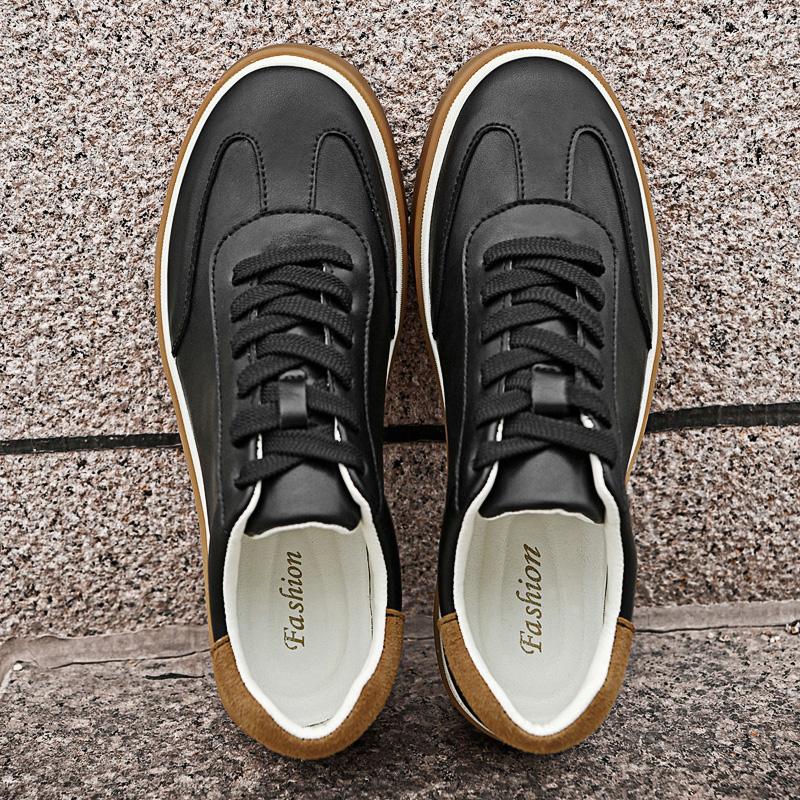 Fashion Genuine Leather Black White Shoes Men Casual Shoes Cool Street Young Sneakers Versatile Male Skateboard Footwear Tenis Masculino