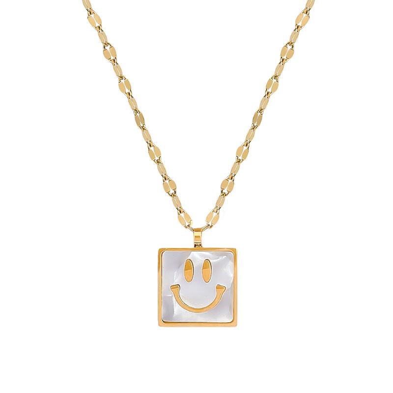 Cold Wind Square Personality Minimalist Wind Furnace Real Gold Necklace Female Collarbone Chain