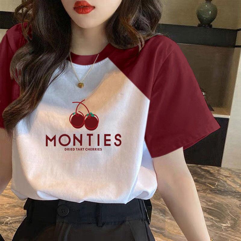 

Хлопковая футболка большого размера с короткими рукавами, женская летняя свободная повседневная футболка с рукавами реглан S