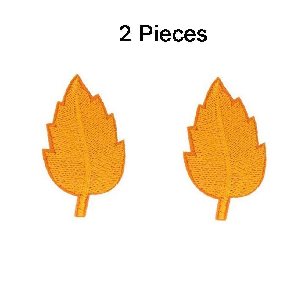 

2PCS Lifelike Leaf Embroidery Parches Pure Color Iron On Embroidery Leaf Stickers Hole Repair Adhesive Maple Patches for Jeans
