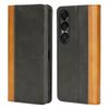 For Sony Xperia 1 VII Case Calf Texture 3 Card Slots Color Splicing Leather Phone Cover