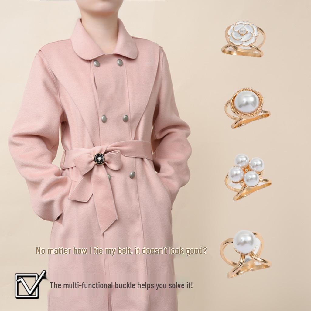 Korean Pearl Camellia Scarf and Shawl Buckle for Fashionable T-Shirts