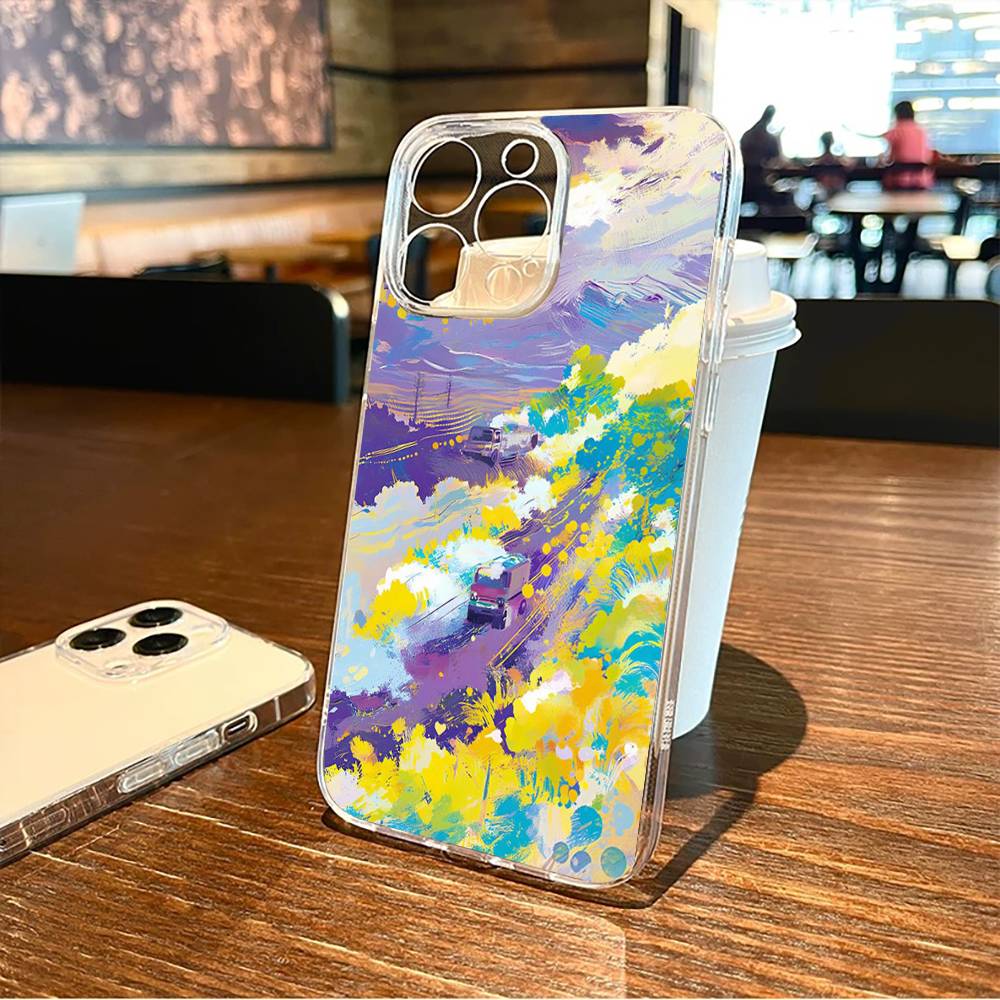 Painting  Phone Case For iPhone17,16,15,14,13,12,11 Plus,Pro Max Soft Transparent Cover