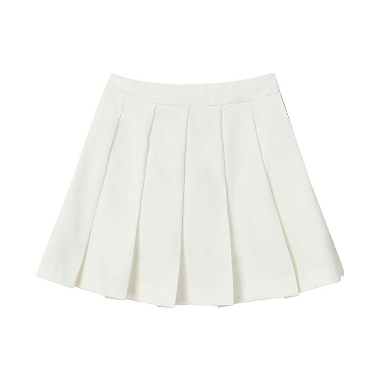 Fila Sports Life Solid Color Pleated Woven Skirt Comfortable Casual Mini Skirt Women skirts Cloud-White F11W238310F-WT