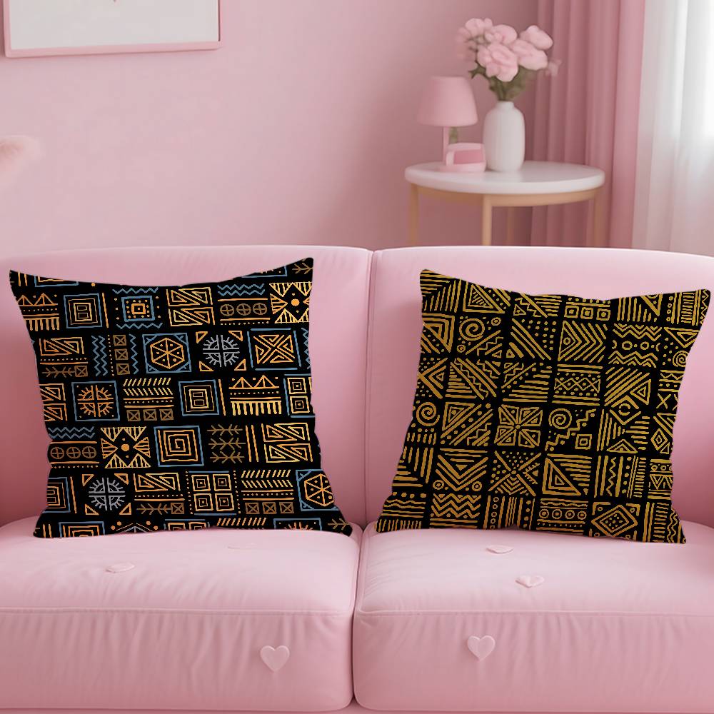 ART African Tribal Pattern Pillow Case Comfort Sofa Bed Silky Elegant Invisible Zipper Custom Decorative Cushion Cover