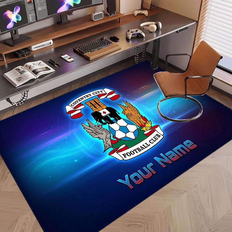 Custom Rug Coventry City Pattern Print Name Text Soft Non‑Slip Floor Carpet for Home Indoor Decoration