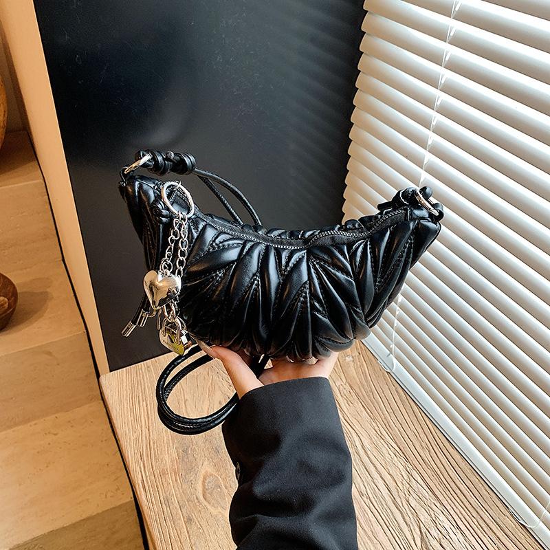 Niche Embroidery Thread Bag Women's New Fashion Messenger Bag Versatile Single Shoulder Underarm Dumpling Bag Croissant Bag