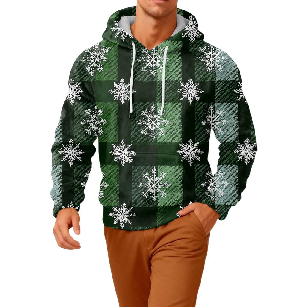 Men's Long-Sleeve Casual Flannel Hooded Sweatshirt