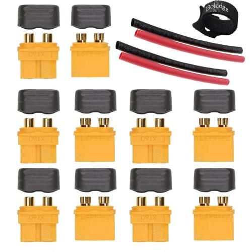 Boladge 5 Pairs Amass XT60H XT-60 Sheath Housing Male and Female Connector Plugs for RC Lipo Battery Discharge Terminals for RC Models (XT60H Plugs)