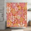 Vintage Floral Shower Curtain Waterproof Bathroom Decor Customizable Size Flower Pattern Home Decoration Orange/Pink/Yellow 72