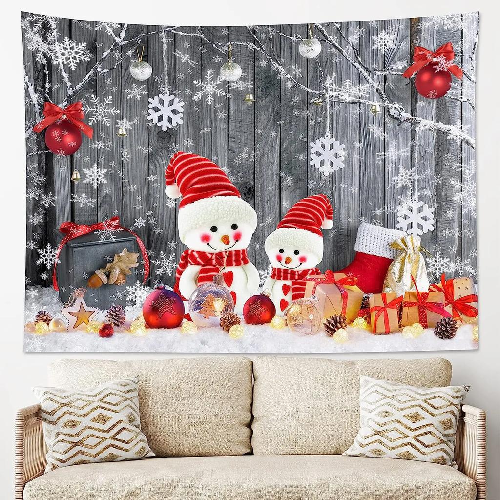 Funny Snowman Printed Winter Theme Tapestry Aesthetic Funny Wide Wall Hanging for Bedroom Living Room Dorm Home Decoration