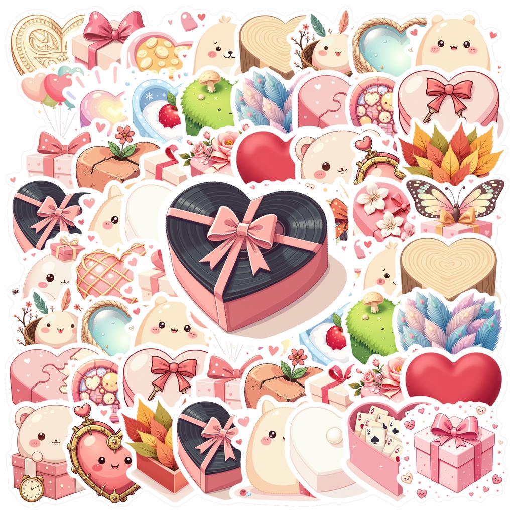 35-200pcs Cute Pink Heart Gift Stickers Aesthetic Decoration DIY Skateboard Fridge Guitar Phone Wall Decals Stationery Stickers
