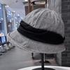 New Splicing Bucket Hat Women's Autumn and Winter Retro Face Small Versatile Stacking Basin Hat Casual Commuting