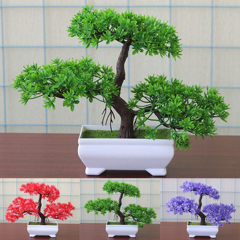 Lifelike Bonsai Simulation Artificial Plants In Chic Pots For Home And Office Decor
