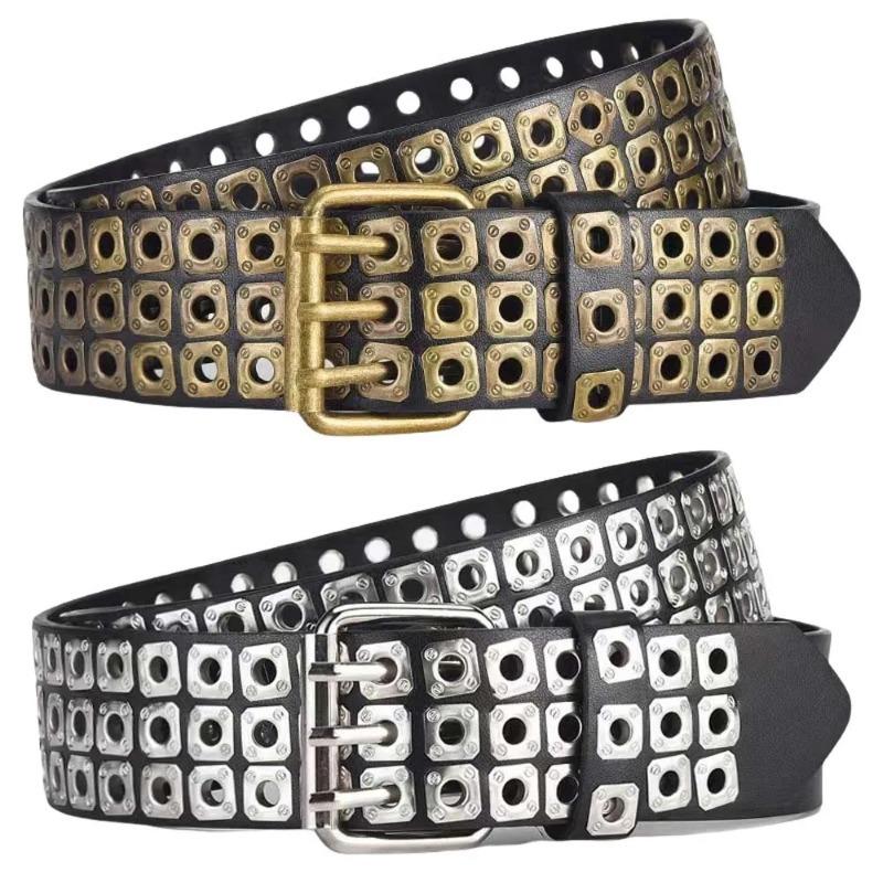 1PC Alloy Pin Buckle Punk Style Rivet Belt Jeans Belt All-match Unisex Gothic Waist Strap Belt Accessories Plus Size