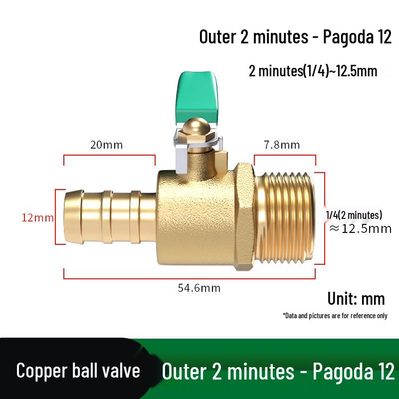Heavy-Duty 1/2" Brass Ball Valve for Air and Water Pipes, Internal/External Thread