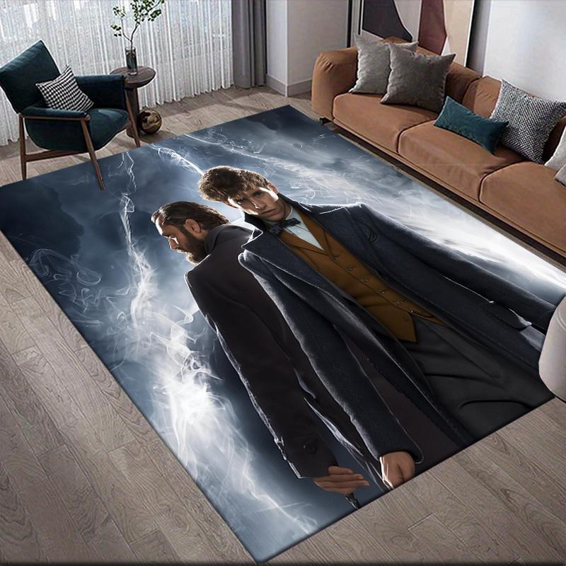 Fantastic Beasts Wizards Anti-Slip Rug, Rectangular Carpet for Living Room & Bedroom Decor