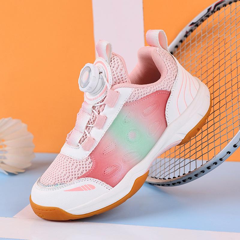 2025 Kids' Badminton Shoes for Boys & Girls – Competition Ready, Rotating Buckle, Double Mesh, Breathable Design