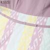 ZANZEA Women Casual Round Neck Short Sleeve Summer Print Dress