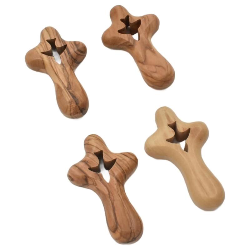 Olived Wood Pocket Crosses Comfort and Prayer Crosses Hand Held Wooden Crosses Small Palms Size Crosses Christian Gift
