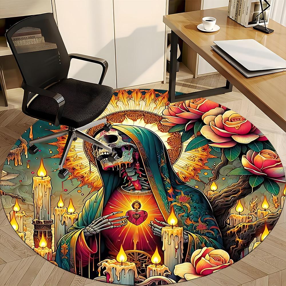 1pc Day of the Dead Virgin Mary Chair Carpet for Office Non-Slip, Lightweight, Machine Washable Rug for Office, Room - Holiday Decoryy251016007