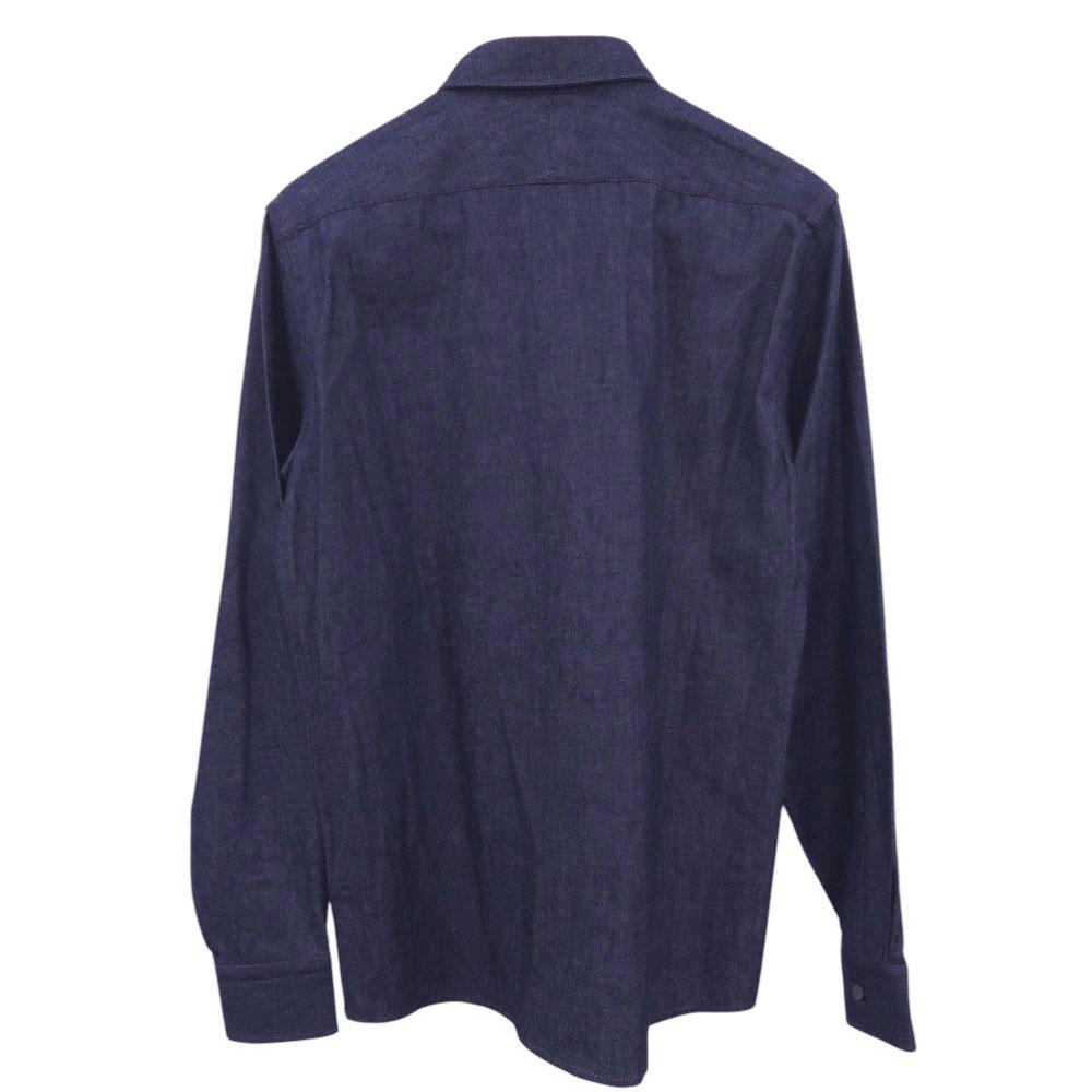 Used AUTHENTIC HERMES Indigo denim shirt size 37 Long sleeve Navy cotton