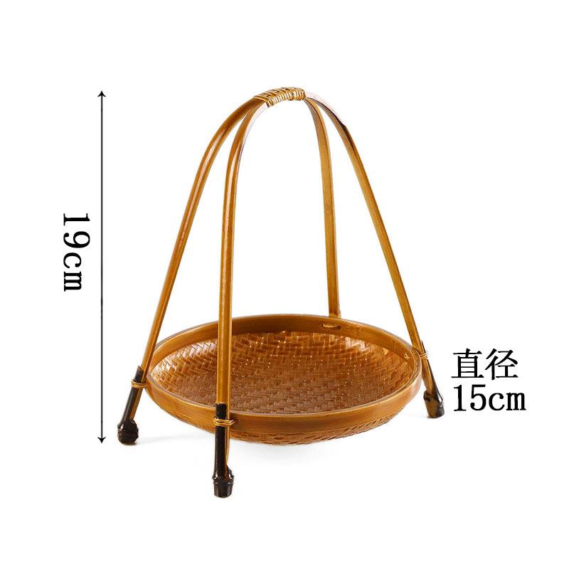 Bamboo products, multi-layer bamboo woven portable disc small basket, refreshment fruit basket, pastry tray creative small bamboo basket Bamboo single-layer basket (fixed small size)