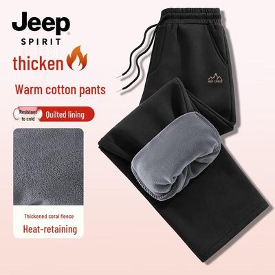 JEEP SPIRIT Men's Winter Thermal Loose Fit Straight-Leg Pants