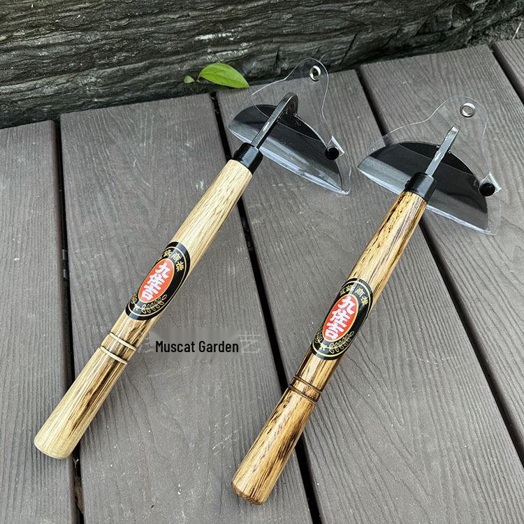 Kuzokichi All-Steel T-Hoe: Versatile Small Hoe for Weeding, Planting, and Gardening In Vegetables & Flowers - Half-Moon Japanese Garden Tool.