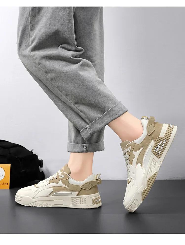 New Autumn Men's Sneakers Men Comfortable Platform Shoes  Trend Lace-up Vulcanized Shoes Man White Casual Sneakers