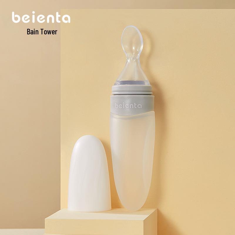 

Силиконовая бутылочка для детской рисовой каши с ложкой и присоской для детей