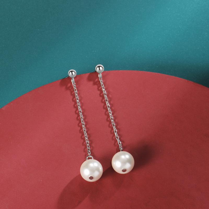 S925 Sterling Silver Tassel Pearl Stud Earrings for Women - Elegant and Simple High-End Design S925 Silver белого золота